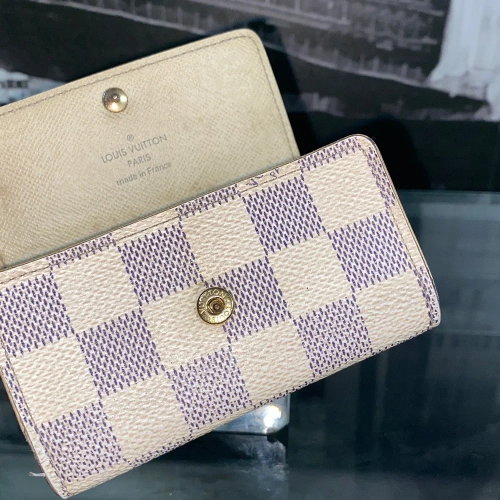 Authentic Louis Vuitton Damier Azur Key Card Holder